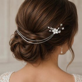 Alternative view of Bijou cheveux mariage bohème chic fleurs strass sur petites peignes "Solenne"