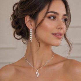 Parure bijoux mariage zirconium haut de gamme – collier et boucles d’oreilles élégants