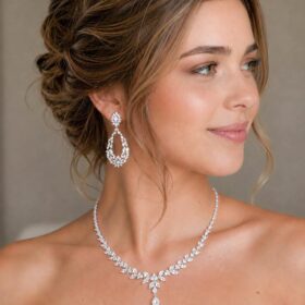 Parure glamour argentée femme pour mariage et cérémonie avec Oxydes de Zirconium "Chloé"