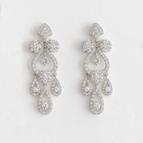 Boucles d’oreilles mariage chandelier, bijoux raffinés rétro chic « Alexia »