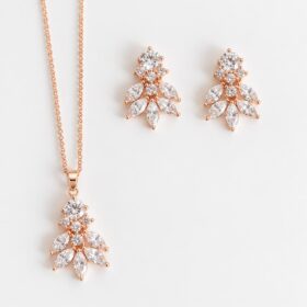 Parure bijoux mariage rose gold élégante en oxydes de zirconium “Nélia” – Image 3