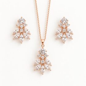 Parure bijoux mariage rose gold élégante en oxydes de zirconium “Nélia”