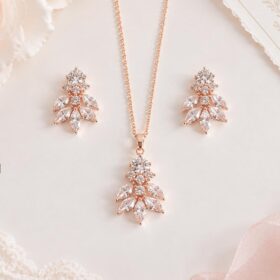 Parure bijoux mariage rose gold élégante en oxydes de zirconium “Nélia” – Image 4