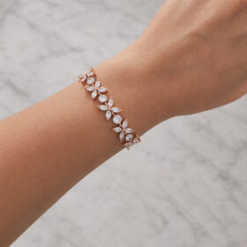 Bracelet de mariée rose gold élégant cristaux oxydes de zirconium "Liliana" – Image 5