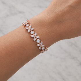 Bracelet de mariée rose gold élégant cristaux oxydes de zirconium "Liliana"