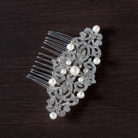 Peigne cheveux mariée élégance vintage avec cristaux et perles "Constance" – Image 4